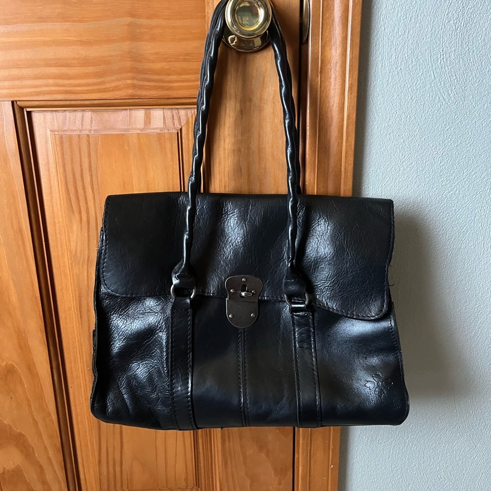 Patricia Nash Black Leather Satchel